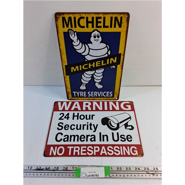 Michelin and Warning Wall Hanging Signs - 12 x 8"