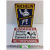 Image 1 : Michelin and Warning Wall Hanging Signs - 12 x 8"