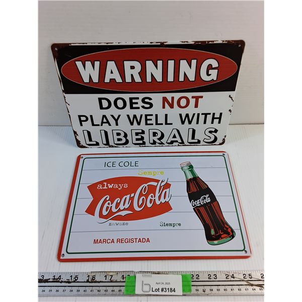 Coca Cola and Warning Signs - 12 x 8"