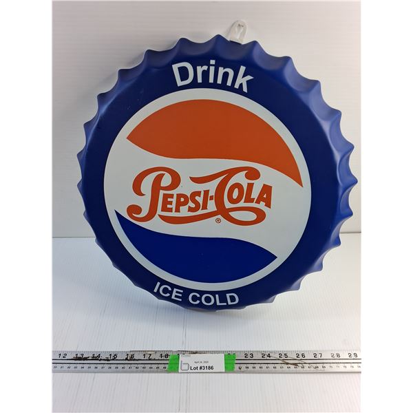 Pepsi Bottle Cap Sign 17"