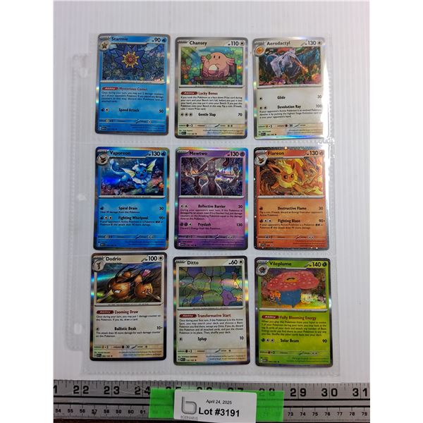 (9) Various Holographic Pokemon Trading Cards - Authenticity Not Guaranteed