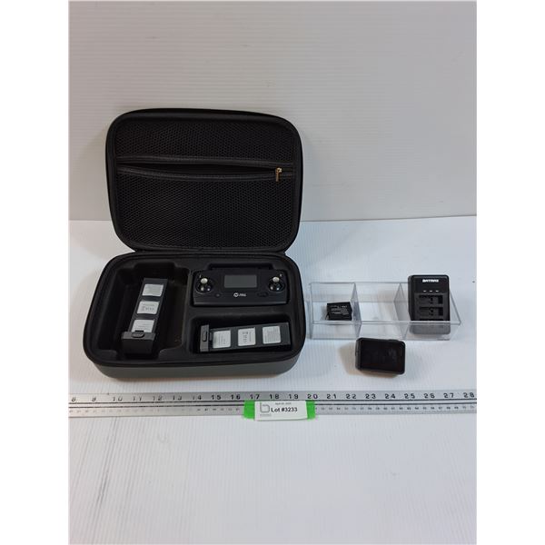 Go Pro Camera, Drone Battery Packs & Controller w/Case - As Is