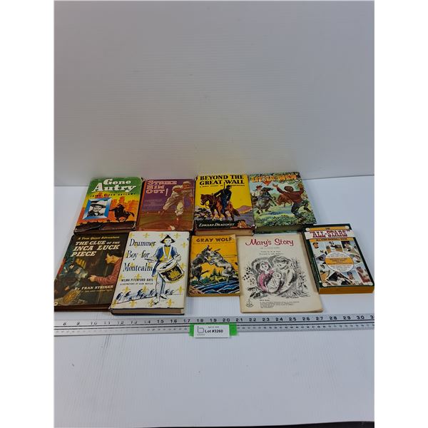 (9) Vintage Books: Gene Autry, Baseball, Little Men, Drummer Boy, Misc