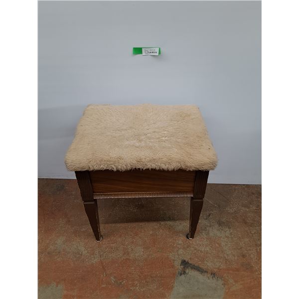 *Wooden Sewing Stool with Faux Fur Top 18 x 15 x 18" Pickup Preferred