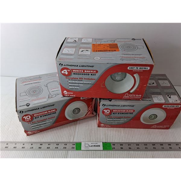 (3) 4" White Baffle Recessed Kits