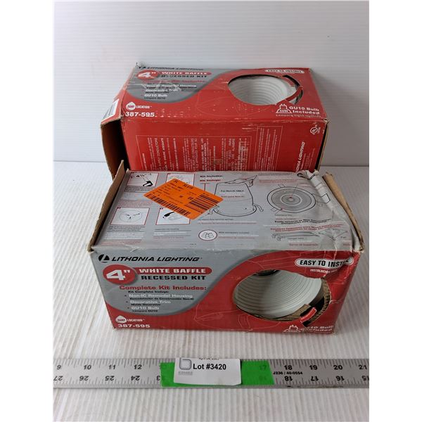 (2) 4" White Baffle Recessed Kits