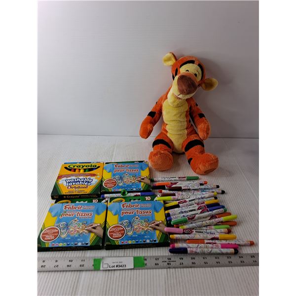 Stuffed Tigger 17' Long & Markers- Fabric, Washable