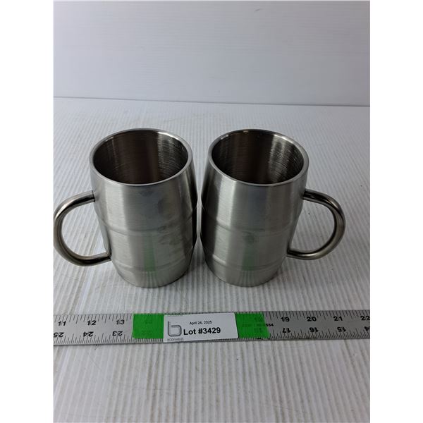 (2) Silver Beer Steins 5" Tall