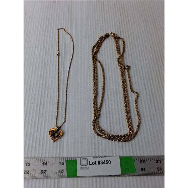 (2) Gold Colored Necklaces