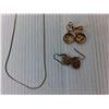 Image 2 : Gold Colored Necklace & (2) Sets of Earrings