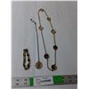 Image 1 : (2) Gold Colored Necklaces & Bracelet