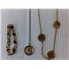 Image 2 : (2) Gold Colored Necklaces & Bracelet