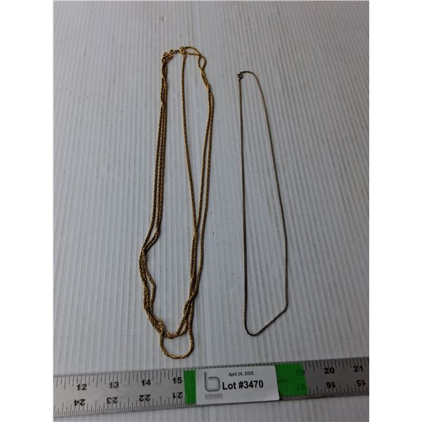 (2) Silver/Gold Colored Necklaces