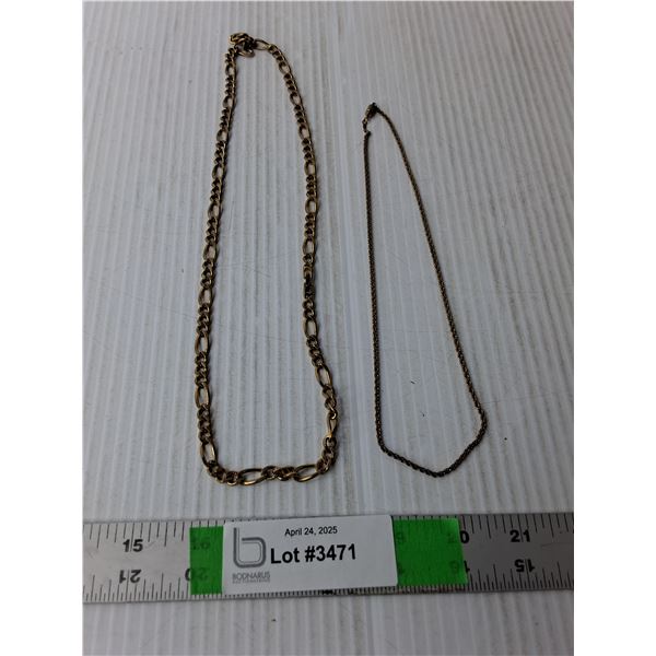 (2) Gold Colored Necklaces