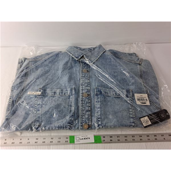 NW Mfg. Men Denim Long Sleeve Shirt- L, Sealed