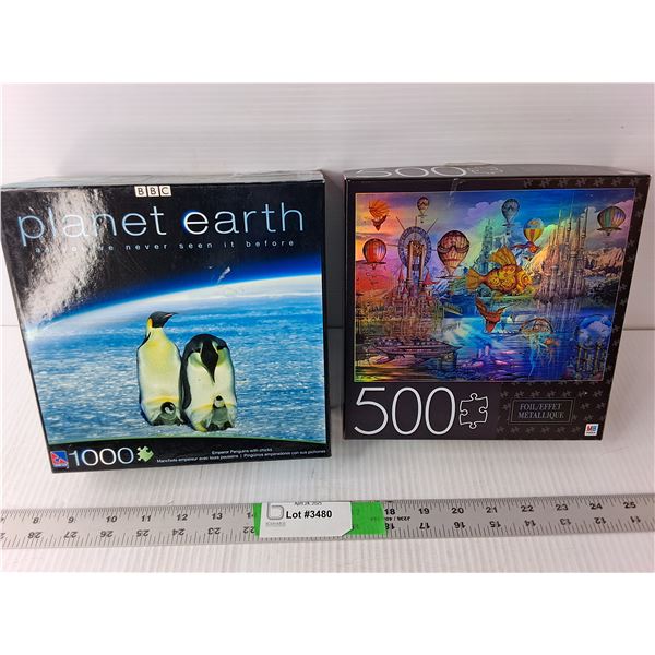 (2) Puzzles- Planet Earth & Fantasy Panorama