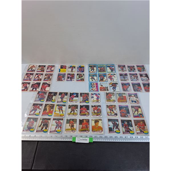 (7) Sleeves Montreal Canadiens Hockey Trading Cards - 1980s Editions - Assorted, Cannot Authenticate