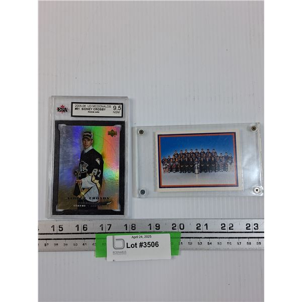 Sidney Crosby 2005-06 Upper Deck Graded Rookie Hockey Card & 1990 Edmonton Oilers Team Hockey Card