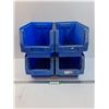 Image 1 : (4) Large Blue Plastic Stacking Shop Bins - 14" x 8" x 8" Each - Pick up Preferred