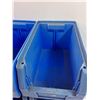 Image 3 : (4) Large Blue Plastic Stacking Shop Bins - 14" x 8" x 8" Each - Pick up Preferred