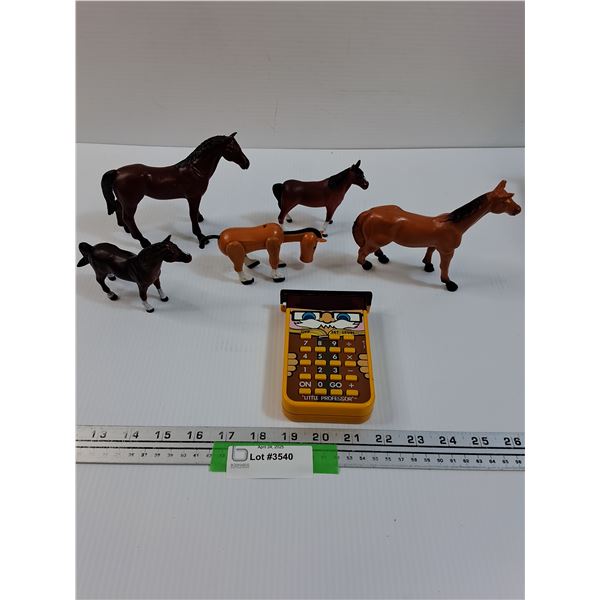 "Little Professor" Math Aid & (5) Horse Toys