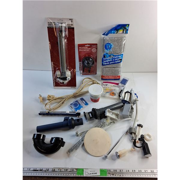 Adjustable Anti Siphon, Plumbers Putty, Cord Extension, Scrubber Pads and Plumbing Supplies