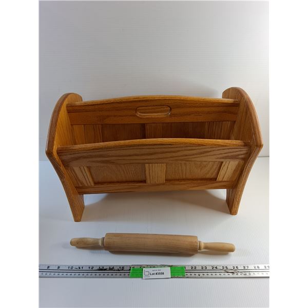 Solid Wood Magazine Rack and Dough Roller