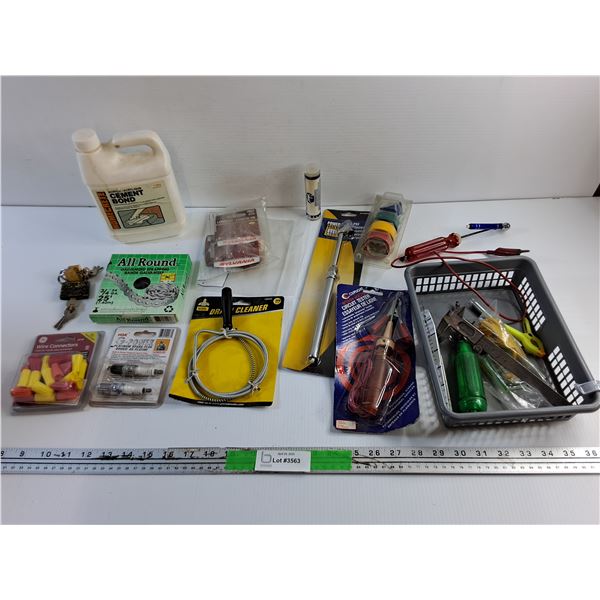 Cement Bond, Galvanized Strapping, Wire Connectors, Drain Cleaner, Circuit Tester and Misc