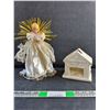 Image 1 : Light Up Christmas Angel Decoration and Ceramic Candle Holder