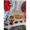 Image 6 : Serving Platters, Trays, Wicker Basket, Ceramic Bowl, Candle Holders and Misc