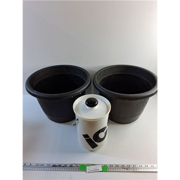 (2) Planters and Ice Bucket
