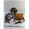 Image 1 : Jumping Cables, Mastercraft Clock, Trouble Light - Tested and Carpenters Belt