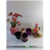 Image 1 : Planters, Flower Vase, Artificial Plant and Easter Bunny Decor