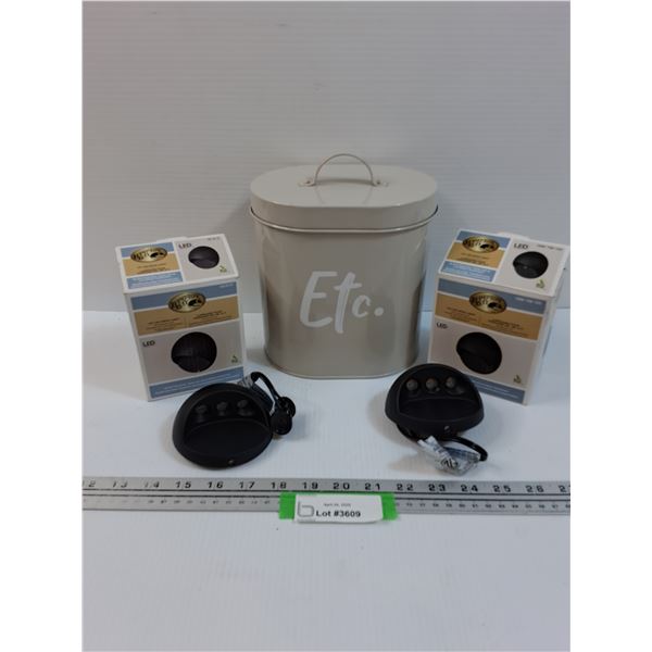 (2) Hampton Bay LED Deck Lights & Etc Metal Canister