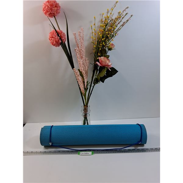 Red Lobster Vase & Faux Flowers & Yoga Mat