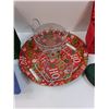 Image 3 : Christmas Lot: Ornaments, Serving Plate, Wire Basket