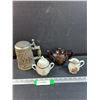 Image 1 : West Germany Beer Stein, Japanese Teapot, Iridescent Creamer & Sugar Bowl Set