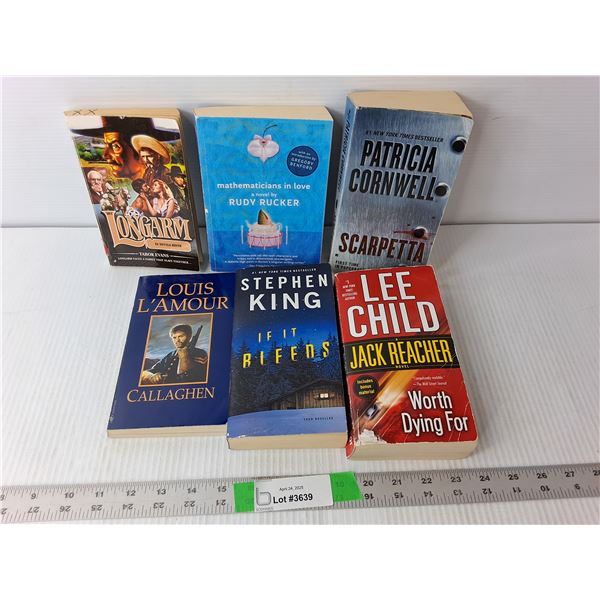 (6) Books by Stephen King, Lee Child, Louis L'Amour, Misc.