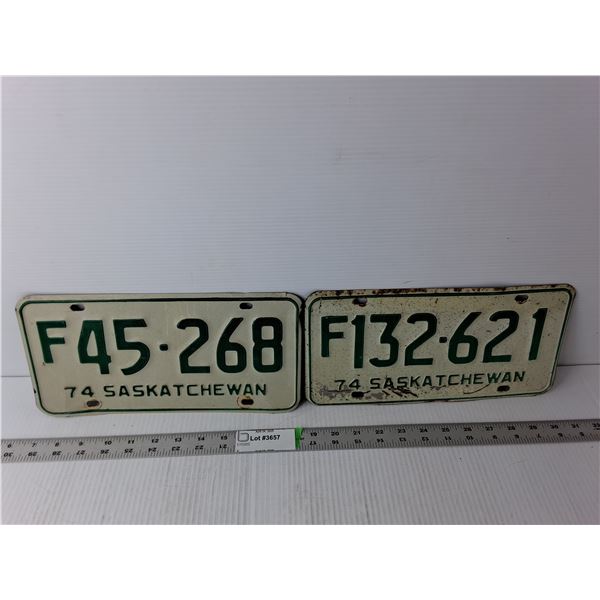 (2) Saskatchewan Vintage License Plates-1974