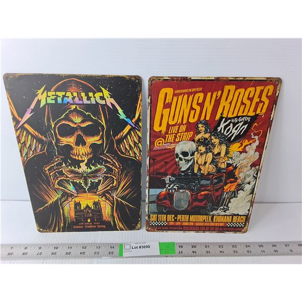 (2) Metal Signs- Metallica & Guns 'n' Roses