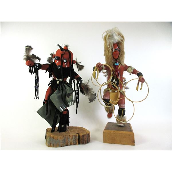 Marked Shirley Thoma Kachina Doll- 19"- Unmarked Kachina Doll With Hoops- 22"