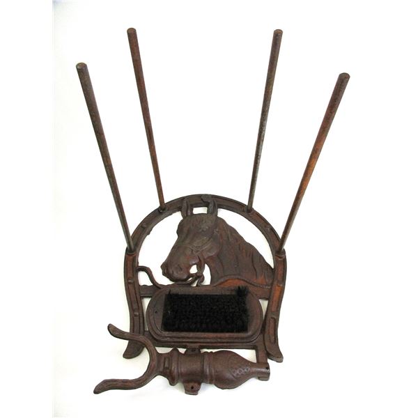 Cast Iron Horsehead Boot Scraper With Cricket Boot Jack