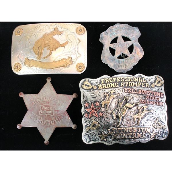 Rock Island Railroad Police Badge- Deer Lodge Montana Territorial Prison Guard Badge- Bronc Belt Buc