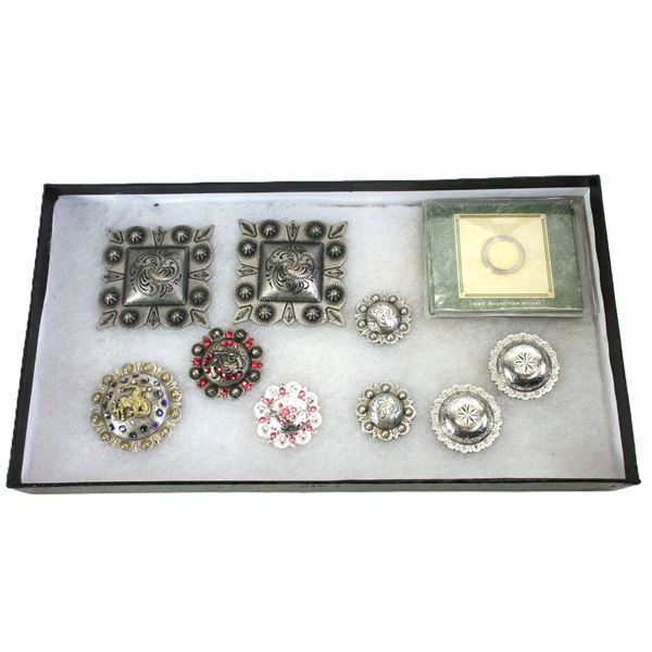 9 Screw Back Conchos- Rare 1883 Nickle- Case Does Not Sell