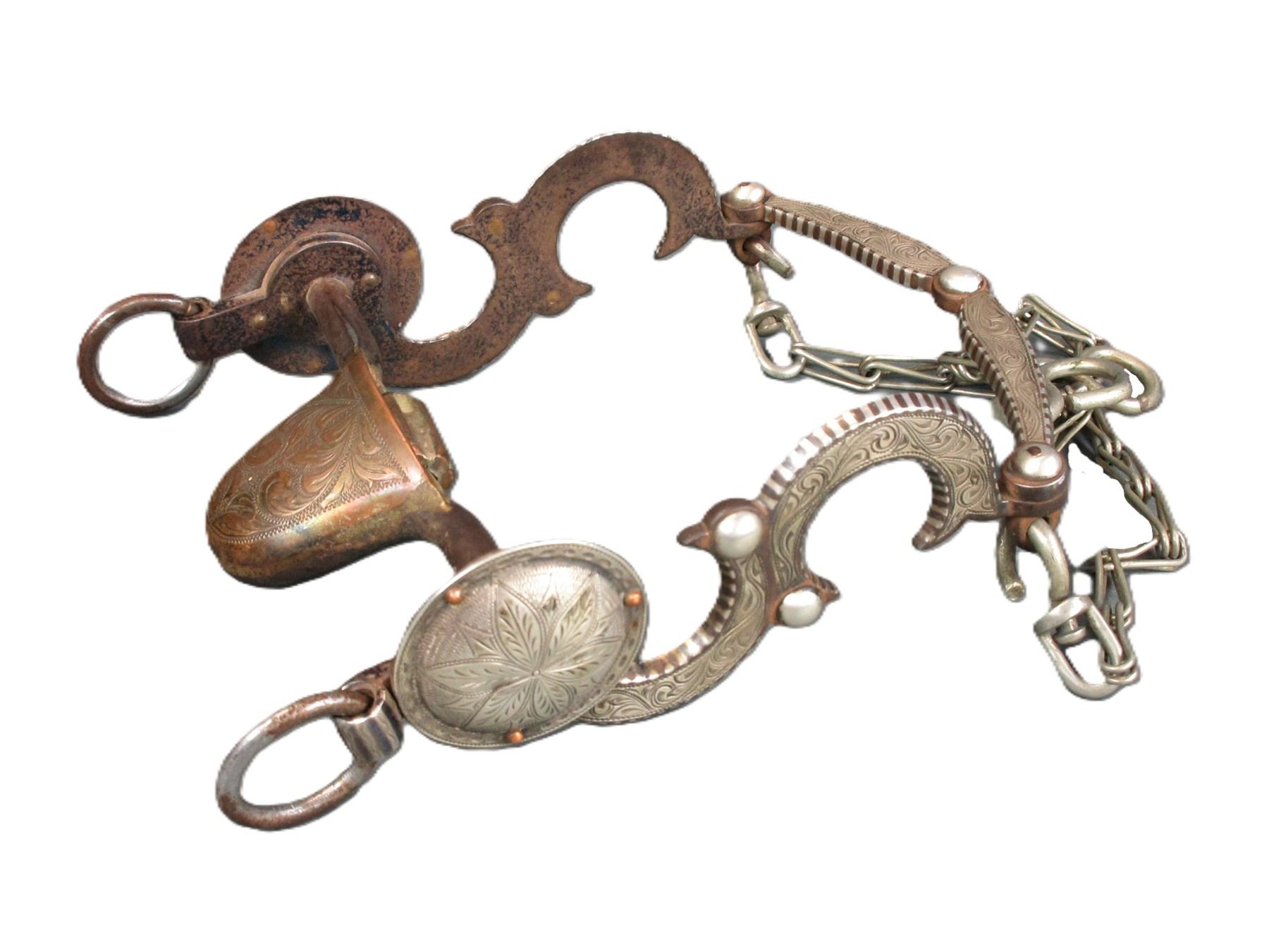 Marked B-C Mexico Silver Inlaid Bit- Crescent Moon Cheek- Salinas Mouth ...