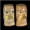 Image 2 : RARE ZOMBIE VILLAGE PAINTED MOAI SALT & PEPPER SHAKERS w/ ORIGINAL OMC STICKERS.