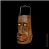 Image 2 : SMILING MOAI TIKI CANDLE LANTERN w/ YELLOW MARBLE EYES.
