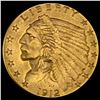 Image 1 : 1912 Indian Head $2.5 Gold Quarter Eagle UNCIRCULATED