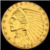 Image 1 : 1908 Indian Head $2.5 Gold Quarter Eagle CLOSELY UNCIRCULATED