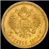 Image 2 : 1904 Russian 5 Roubles Gold Coin .1245oz AGW UNC